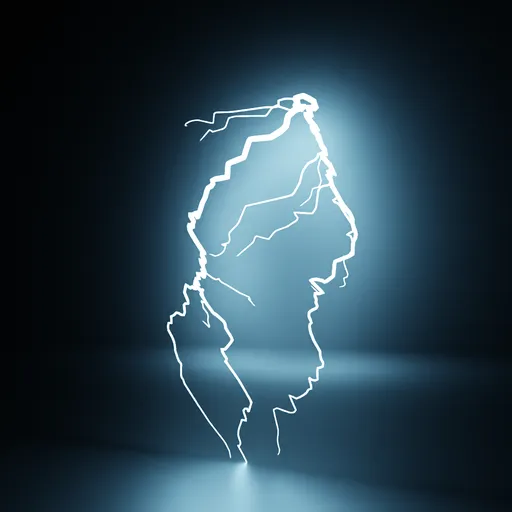 Dynamic procedural lightning strike created with Blender 4.1 Geometry Nodes, showcasing customizable electrical arcs.