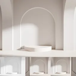 White room with archway and pedestal