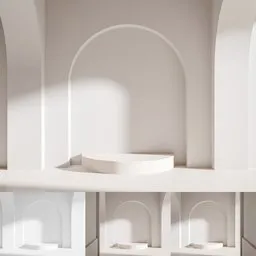 White room with archway and pedestal