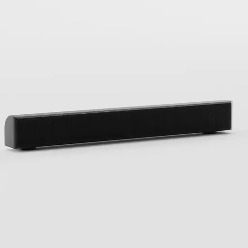 Detailed 3D model of black soundbar, optimized for Blender rendering, ideal for realistic audio device visualization.