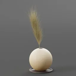 Sphere Mud Pottery With Pampas Grass