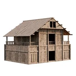 Two-Story Wooden Medival Tavern