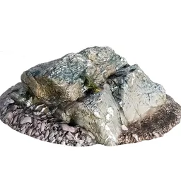 Realistic 3D beach rock model with white quartz textures, perfect for Blender landscape simulation.