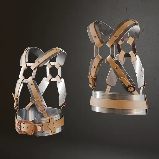 Detailed 3D armor base mesh designed for historical military applications, ready for Blender 3D with accurate anatomical features and high-quality metal textures.