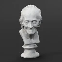 Detailed white 3D sculpted bust with realistic textures for Blender modeling projects.