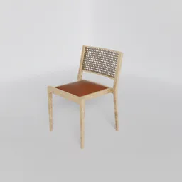3D rendered model of a contemporary chair with perforated backrest and cushioned seat, created for Blender.