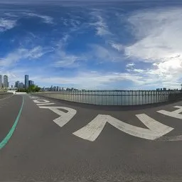 Daytime seaside bridge HDR