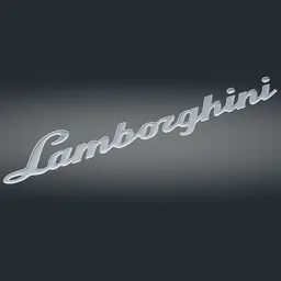 "3D Lamborghini Text Logo for Blender 3D - High-quality model of the Lamborghini logo in 3D, designed to be used on the back of a Lamborghini vehicle. Modeled using subdivision surface and available for download on BlenderKit. Perfect for car enthusiasts and 3D designers."