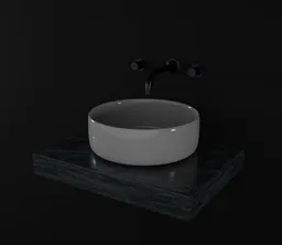 3D model of modern wash basin with sleek design, rendered in Blender, ideal for architectural visualization.