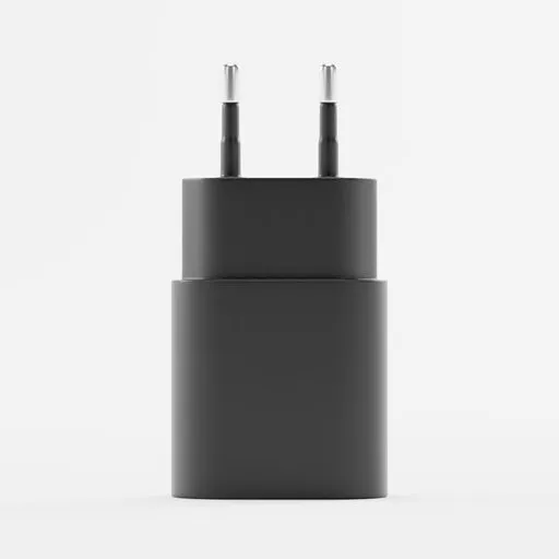 High-resolution 3D Blender model of a modern power adapter, suitable for close-up renders and detailed visualization.