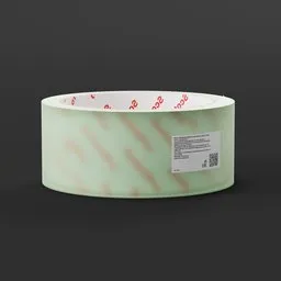 A detailed 3D model of a transparent adhesive tape roll designed for packaging and stationery, with specific dimensions and specifications. Ideal for product visualization and industrial design projects. Created using Blender 3D software.