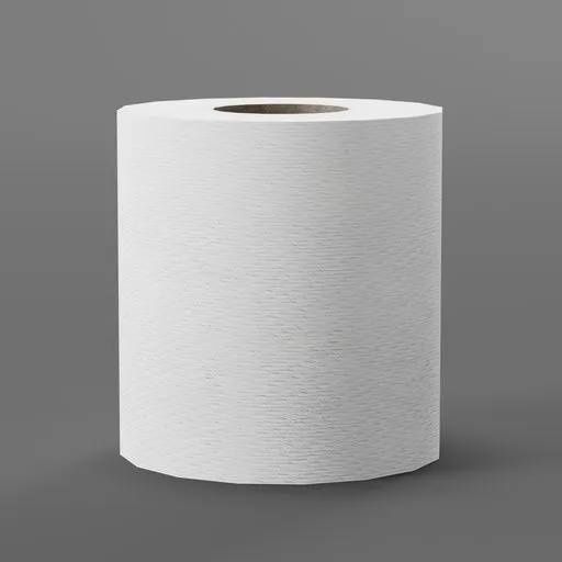 Detailed 3D model of toilet paper roll for Blender rendering, high-resolution texture, suitable for bathroom visualization.