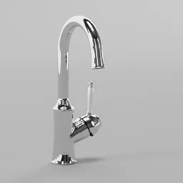 "3D model of the Damixa Tradition Amatur Chrom faucet for kitchen rendered in white. Featuring a metal handle and spout, this blender 3D model is perfect for architectural design and interior visualization."