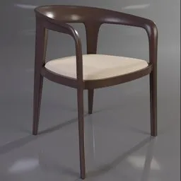 "Handmade natural wood armchair with Erindade procedural fabric node material, modeled in Blender 3D. The Corvo Armchair features sleek lines and a centered radial design, perfect for any contemporary interior. Octane render and ivory carving add a touch of sophistication to this award-winning furniture piece."