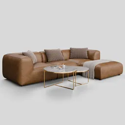 Modern Elegant Sofa Sonoran Tan Leather