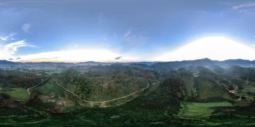 Green fields at sunrise HDR