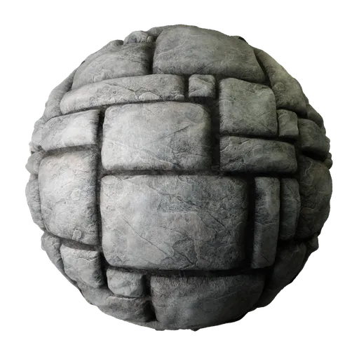 2K PBR stone wall or floor texture with realistic tiling and displacement for Blender 3D material use.