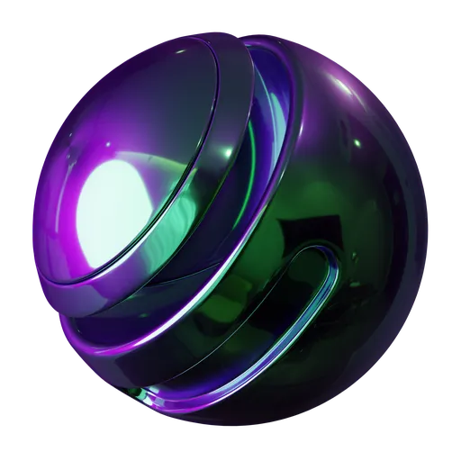 High-quality PBR chameleon paint material for 3D artists and Blender users, featuring iridescent purple and green hues.