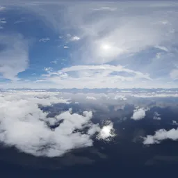 Aerial Mountain Landscape Sunny Clouds