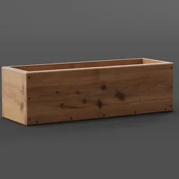 Detailed wooden flower box 3D model with high-resolution 4K textures, compatible with Blender.