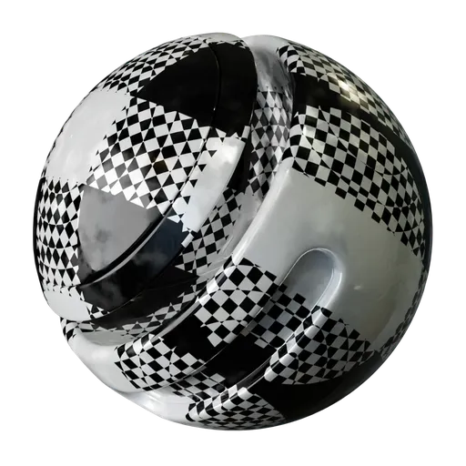 PBR texture for 3D rendering featuring a checkered pattern in high contrast tones suitable for Blender and other 3D applications.
