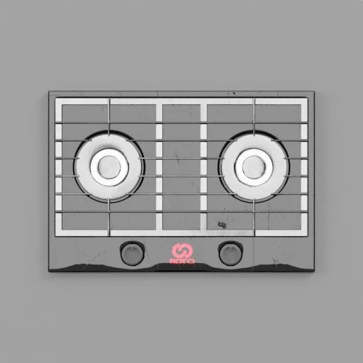 Detailed 3D model of a modern built-in gas stove for Blender rendering and interior design visualization.