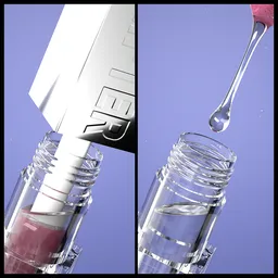 Lip oil with oil dripping shot