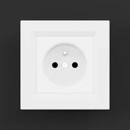 Detailed 3D model of a European wall socket for Blender rendering, showcasing design and texture.