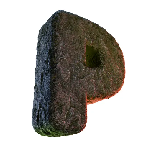 P Letter of Alphabet Stone Carved
