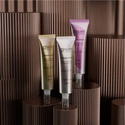 cosmetics cream trio on podium mockup