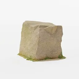 "High-quality PBR scan of a City Park Rock with a patch of grass, perfect for park and nature environment decoration in Blender 3D. Realistic 3D model with stone steps, inspired by Robert Crozier and created by James Peale and Niels Lergaard."