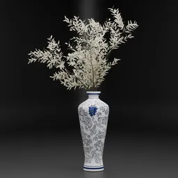 Ceramic Vase White Leaves