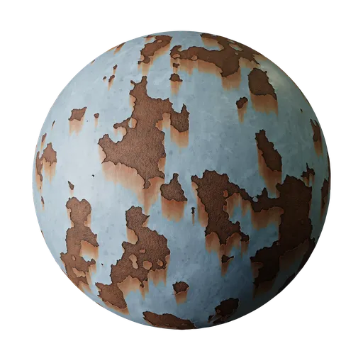 Rusted painted blue metal