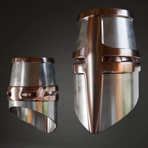 Detailed 3D model of an ancient helmet with realistic metal texture for Blender, anatomically sized with subdivision ready structure.