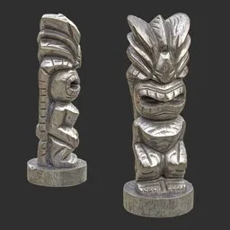 Tiki God Giant Mouth Statue Silver