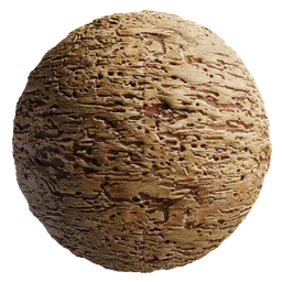 Highly detailed termite-damaged wood texture for realistic PBR rendering in Blender 3D and other software.