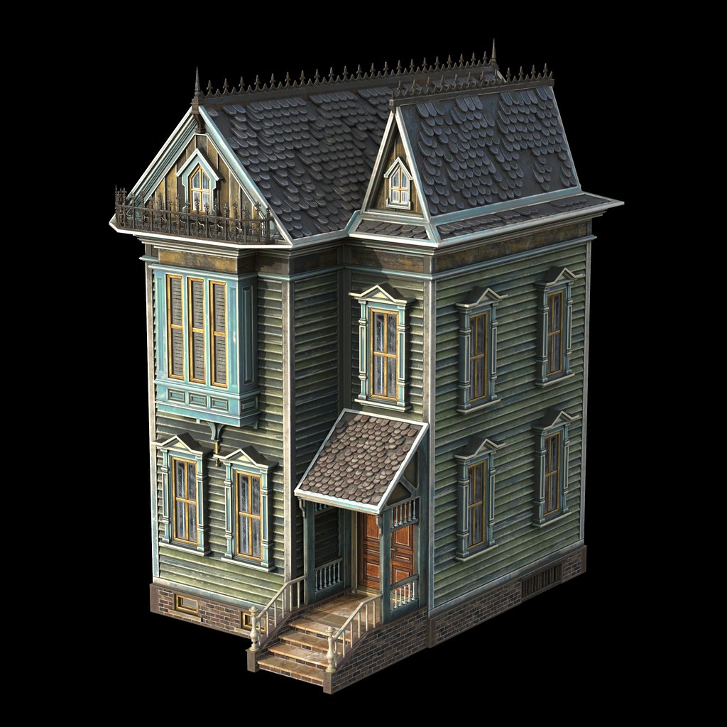 BlenderKit Download the Old Green Wood Plant Building model
