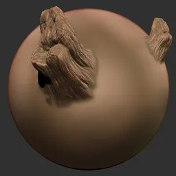 Detailed wood texture sculpting brush effect for 3D modeling in Blender, ideal for trees and organic surfaces.