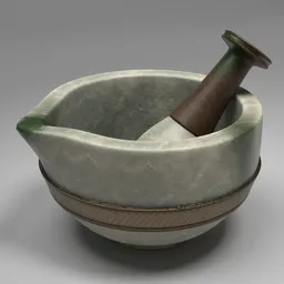 "Antique Marble Pestle and Mortar 3D model for Blender 3D - Kitchen appliance with intricate design and realistic texture. Perfect for game renders, cooking-themed projects, and adding a touch of elegance to your virtual kitchen scenes."