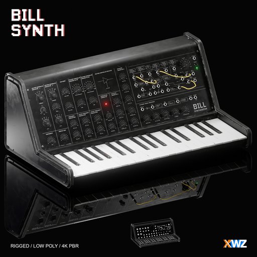 Rigged Synthesizer Keys/Modular Audio Devices models BlenderKit