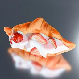 Croissant with strawberries and creme