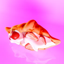 Croissant with strawberries and creme