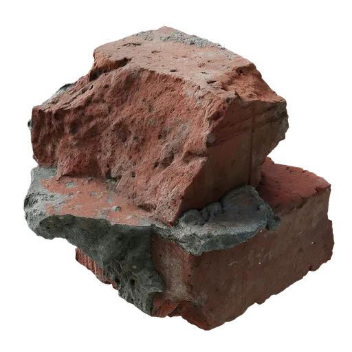 Detailed 3D scanned fragment of a weathered brick, ideal for texturing and Blender 3D modeling.