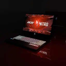 Highly detailed Blender 3.6 3D model, Acer Nitro gaming laptop, life-size dimensions, Cycles render.