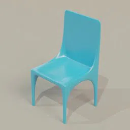 High-quality 3D model of a sleek blue plastic chair for Blender rendering.