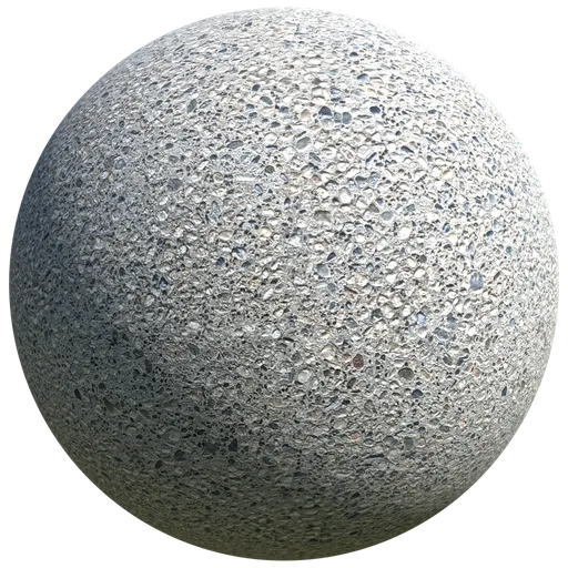 High-resolution PBR Large Aggregate Concrete material, tileable texture perfect for Blender 3D rendering and other 3D applications.
