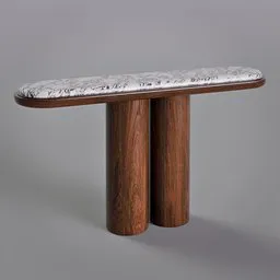Oval marble wood console