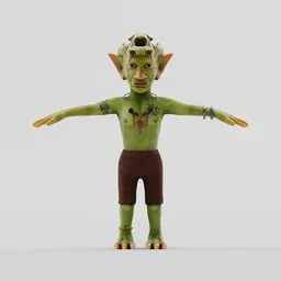 "Free low poly Goblin 3D model with Rigging included for Blender 3D. Perfectly optimized for game development, AR/VR, and rendering. Created by Kloworks, this model is ready for use and available for free download."