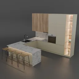 Modern Beige Kitchen with island