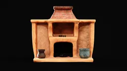 Rustic Clay Kitchen Fireplace